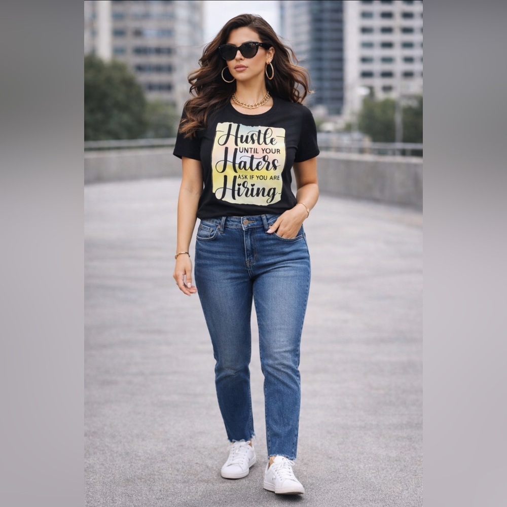 Hustle Until Your Haters Ask If You’re Hiring Black Graphic Tee~Size M/L ~ NWOT